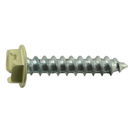 Midwest Fastener Sheet Metal Screw, #10 x 1 in, Painted Steel Flange Hex Head Slotted Drive, 25 PK 38012